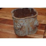 Victorian cast iron plant pot with lion masks