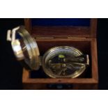 Boxed brass sundial compass Stanley London