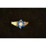 9ct Gold ring set with 6 blue stones