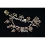 Silver charm bracelet 15 charms