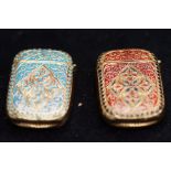 2 x Oriental possibly Silver and Enamel Vesta Case