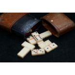 26 Miniature Bone Dominoes 13mm