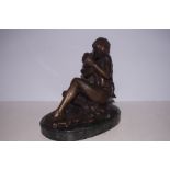 Bronze nude & child signed Rubin on a marble base