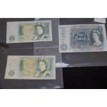 5 pound note & 2x 1 pound notes
