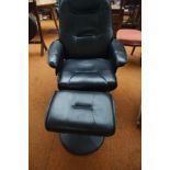 Leatherette swivel chair with matching foot stool