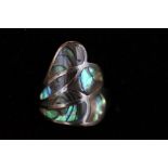Silver dress ring set with abalone