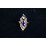 9ct Gold dress ring set with purple stone Size O