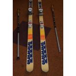 Pair of vintage ski's together with 2 ski poles