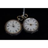 2 Silver cased fob watches