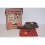 Minitype vintage type writer with box, Box A/F