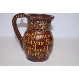 Nottingham puzzle jug dated 1822, 4 spouts missing