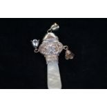 Victorian silver babies teething rattle set with m