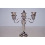 Silver 3 branch candelabra with 1 plug Height 25 c