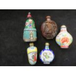 5x Early 20th century Chinese scent bottles