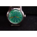 Vintage Fortis manual wind wristwatch with green d