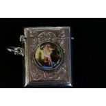 Silver vesta case painted enamel nude