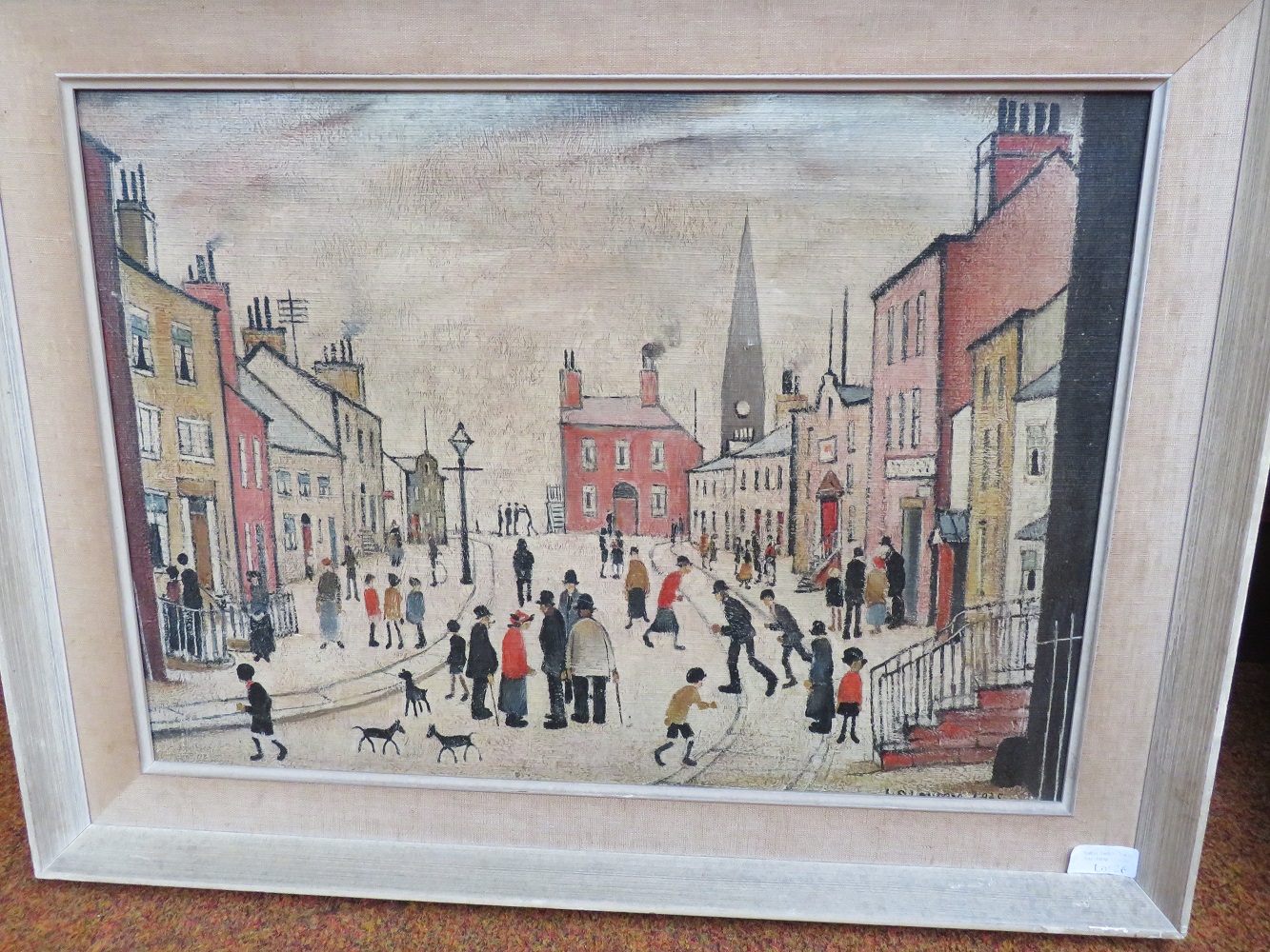 Framed oilograph on canvas, L S Lowry. 47 x 61 cm