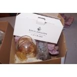 Box of glass ware to include Royal Doulton