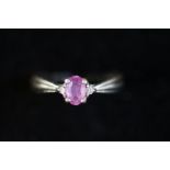 9ct White gold set with pink stone Size N