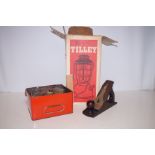 Vintage Tilley lamp, camping stove & record plane