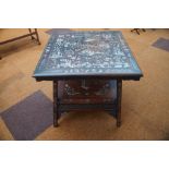 Chinese 2 tier table, inlaid with bone, Condition