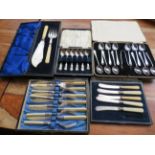 Collection of cased flatware