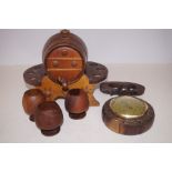 Wooden barrel & other items