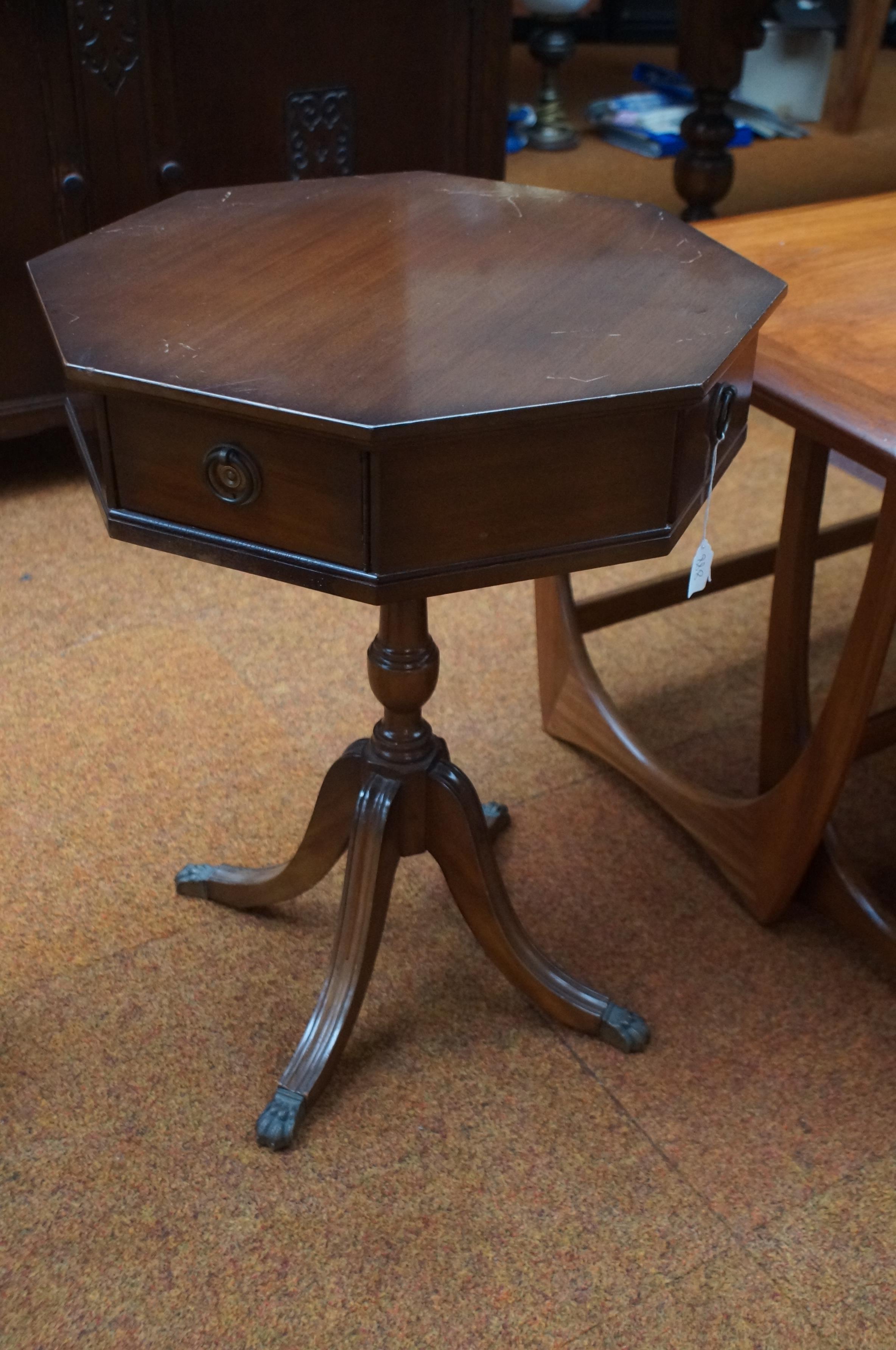 Octagonal hall table with 2 draws