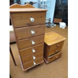 6 Drawer pine cabinet together with a 3 drawer pin