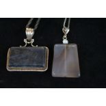 2 Silver stone necklaces