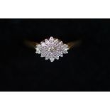 9ct Gold diamond cluster ring Size N