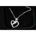 9ct White gold chain & heart pendant