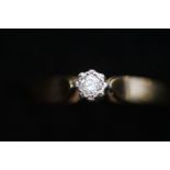 9ct Gold & solitaire diamond ring, diamond set in