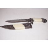 Ornate knife with eagle handle & scabbard