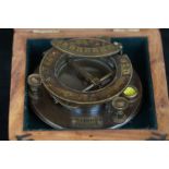 Boxed brass sundial compass JH Steward London