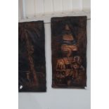 2 Tribal art metal wall plaques