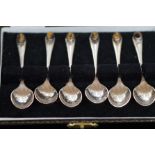 6 Silver tiger eye spoons