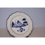 Early Dutch blue & white plate (Delph) Hair line c