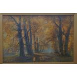 Gilt framed print titled golden autumn