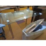 Glass topped tables together with 2 chairs - chair