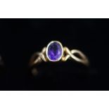 14ct Gold dress ring, set with amethyst Size Q