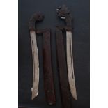 2x Possibly African carved bayonets & scabbards