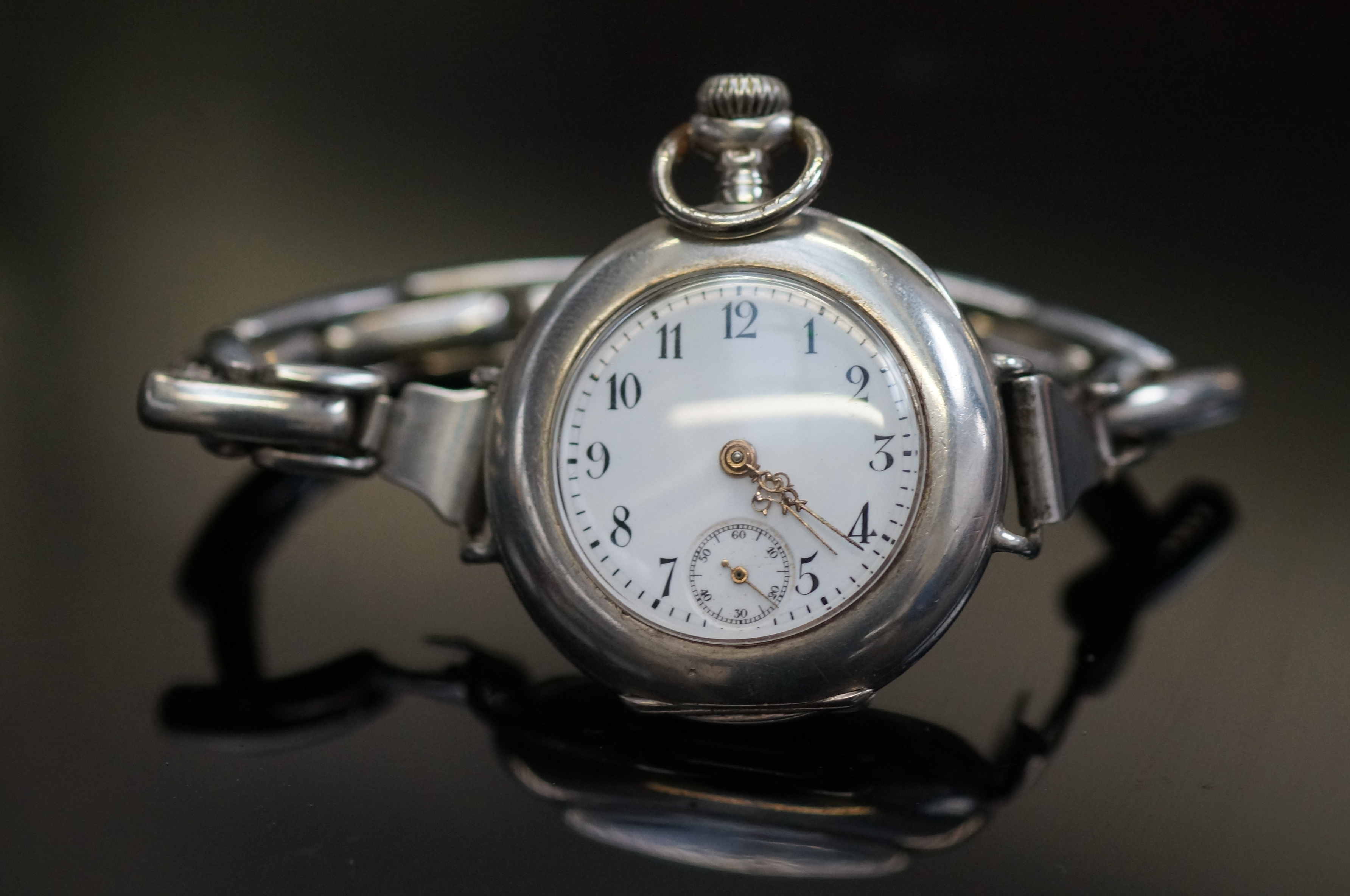 800 Grade silver trench watch