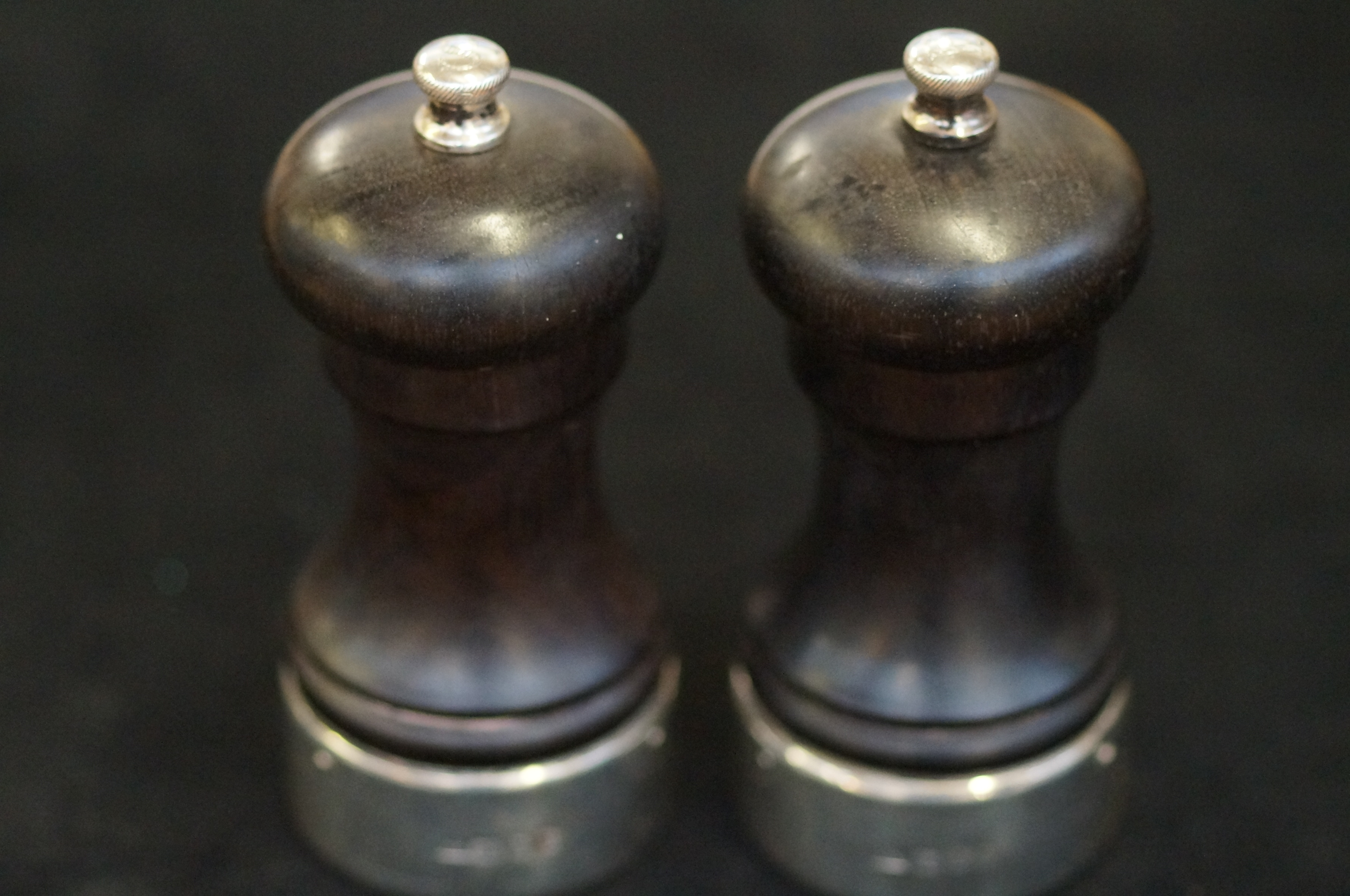 Pair of Silver & Ebony cruets