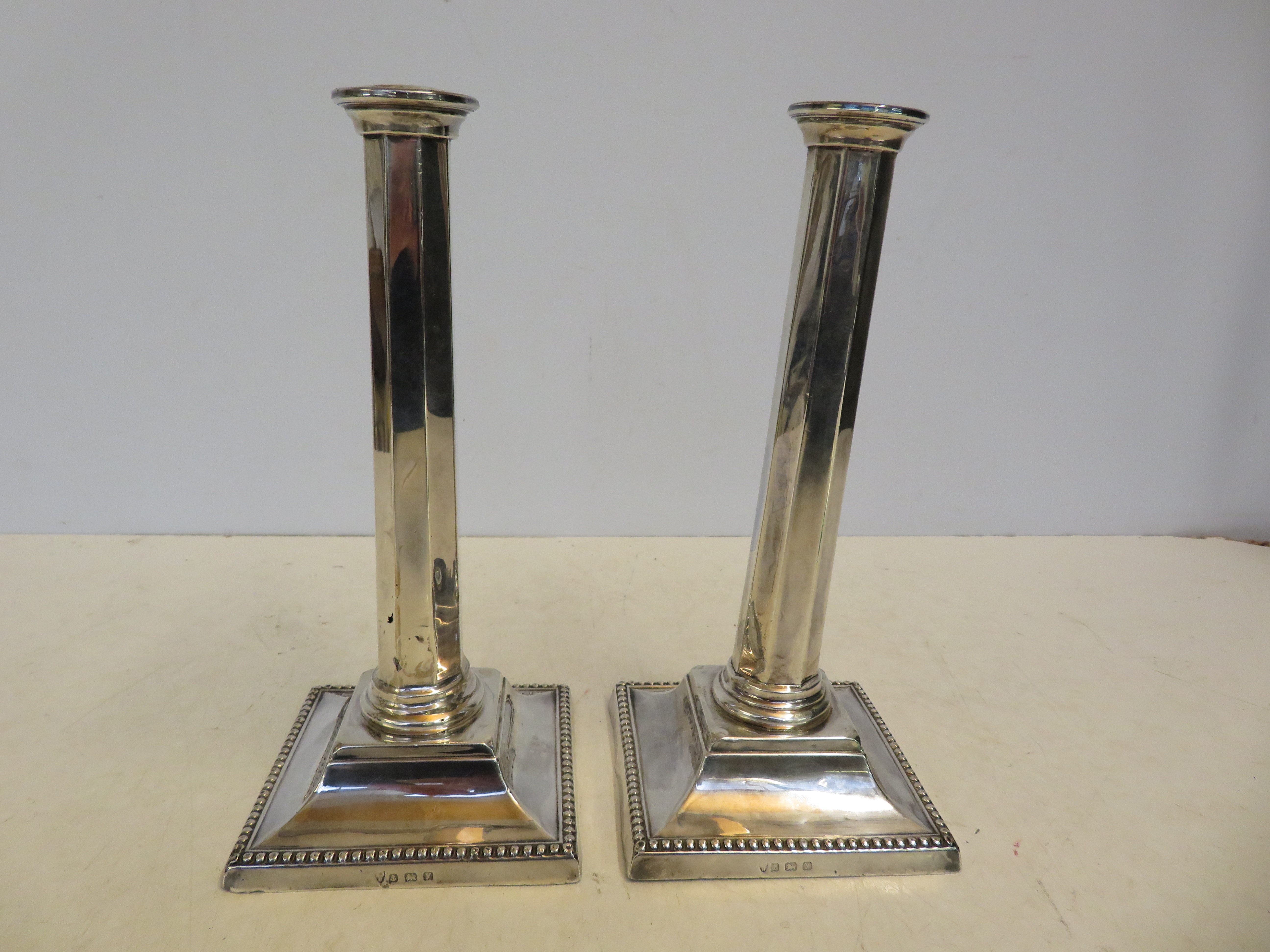 Pair of silver candle sticks 1923 Height 25 cm - Image 2 of 2