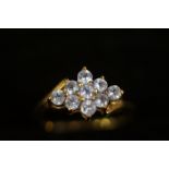 9ct Gold 9 stone ring Size P