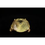 9ct Gold dress ring set with large citrine stone S