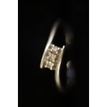9ct White Gold 3 diamond ring Size R