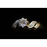 9ct gold diamond ring Size M