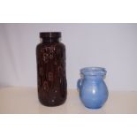 West German vase & English ceramic blue jug